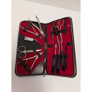 Vintage Austrian Made Manicure Kit With Ground Leather Case & 12 Tools